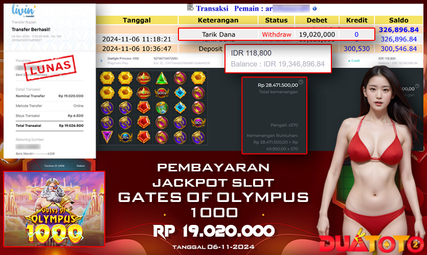 BUKTI PEMBAYARAN JACKPOT SLOT GATES OF OLYMPUS 1000 06-11-2024