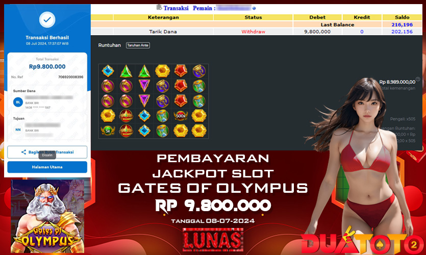 BUKTI PEMBAYARAN JACKPOT GATES OF OLYMPUS 08-07-2024
