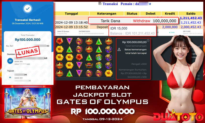 BUKTI PEMBAYARAN JACKPOT SLOT GATE OF OLYMPUS 09-12-2024