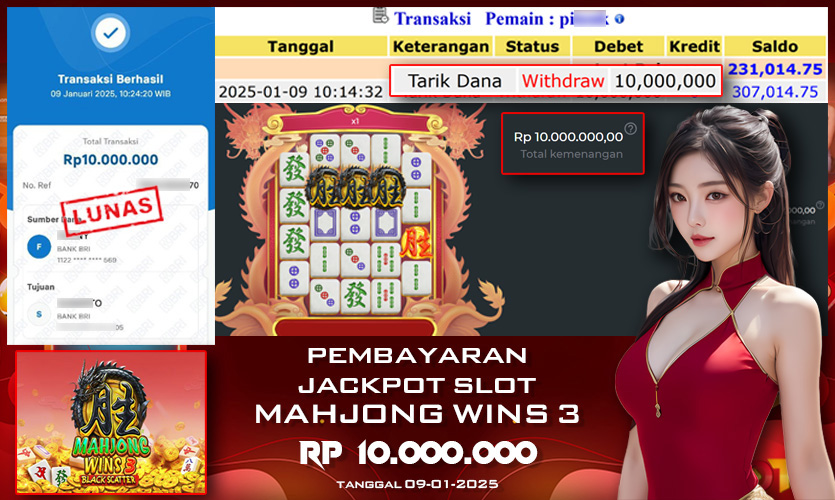 BUKTI PEMBAYARAN JACKPOT SLOT MAHJONG WINS 3 - BLACK SCATTER 09-01-2025