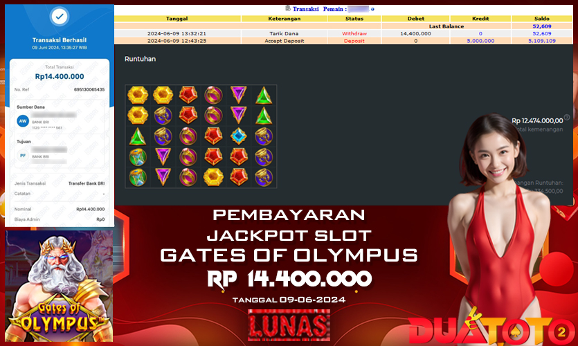 BUKTI PEMBAYARAN JACKPOT SLOT GATES OF OLYMPUS 09-06-2024