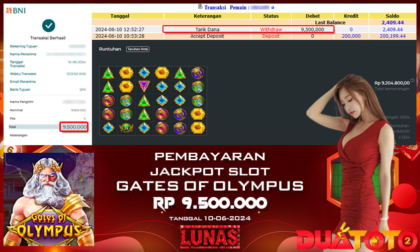 BUKTI PEMBAYARAN JACKPOT SLOT GATES OF OLYMPUS 10-06-2024