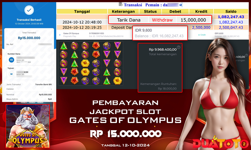 BUKTI PEMBAYARAN JACKPOT SLOT GATES OF OLYMPUS 12-10-2024