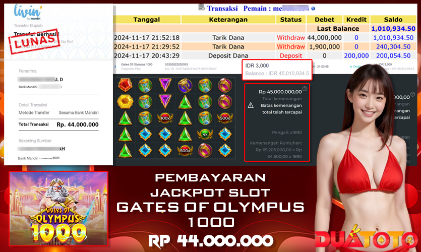 BUKTI PEMBAYARAN JACKPOT SLOT GATES OF OLYMPUS 10000 17-11-2024