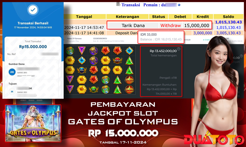 BUKTI PEMBAYARAN JACKPOT SLOT GATES OF OLYMPUS 17-11-2024