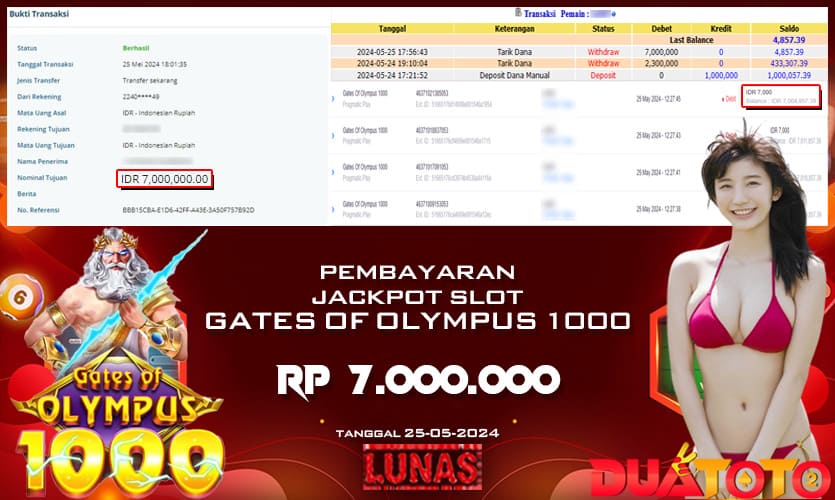 BUKTI PEMBAYARAN JACKPOT SLOT GATES OF OLYMPUS 1000 25-05-2024