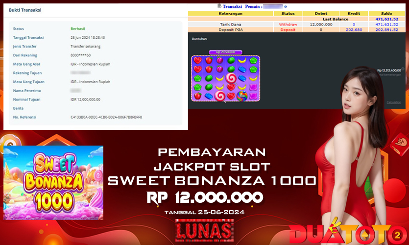 BUKTI PEMBAYARAN JACKPOT SWEET BONANZA 1000 25-06-2024