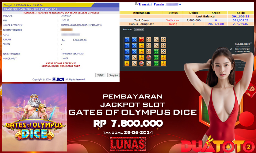 BUKTI PEMBAYARAN JACKPOT GATES OF OLYMPUS DICE 25-06-2024