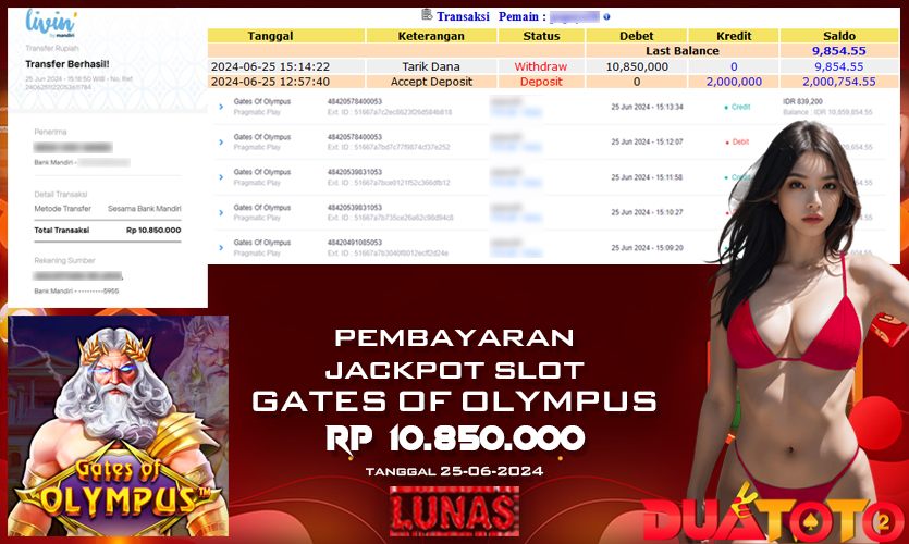 BUKTI PEMBAYARAN JACKPOT GATES OF OLYMPUS 25-06-2024