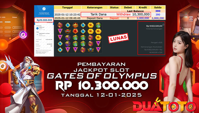 BUKTI PEMBAYARAN JACKPOT SLOT GATES OF OLYMPUS 12-01-2025