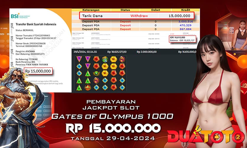 BUKTI PEMBAYARAN JACKPOT GATES OF OYMPUS 1000 29-04-2024