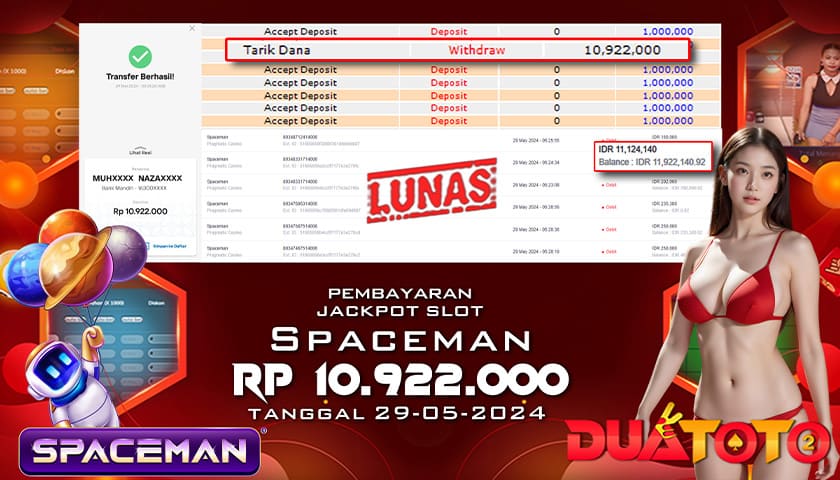 BUKTI PEMBAYARAN JACKPOT SPACEMAN 29-05-2024