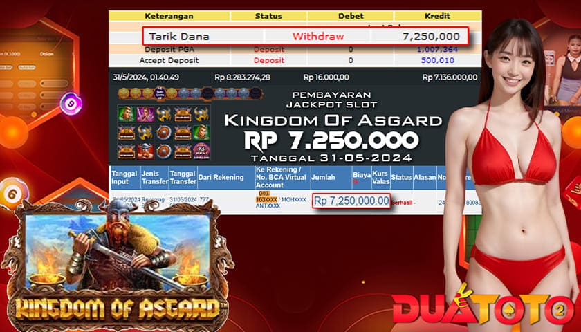 BUKTI PEMBAYARAN JACKPOT SLOT KINGDOM OF ASGARD 31-05-2024