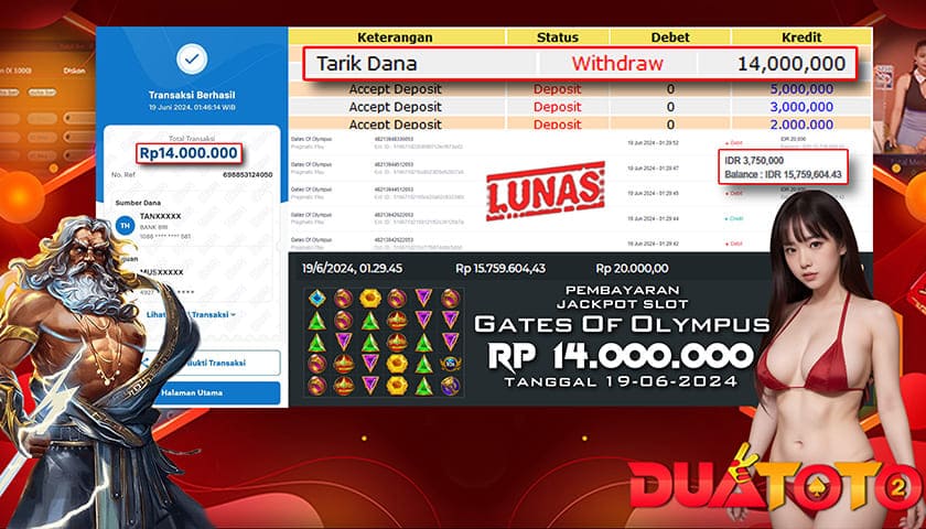 BUKTI PEMBAYARAN JACKPOT SLOT GATES OF OLYMPUS 19-06-2024