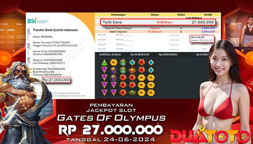 BUKTI PEMBAYARAN JACKPOT GATES OF OLYMPUS 24-06-2024