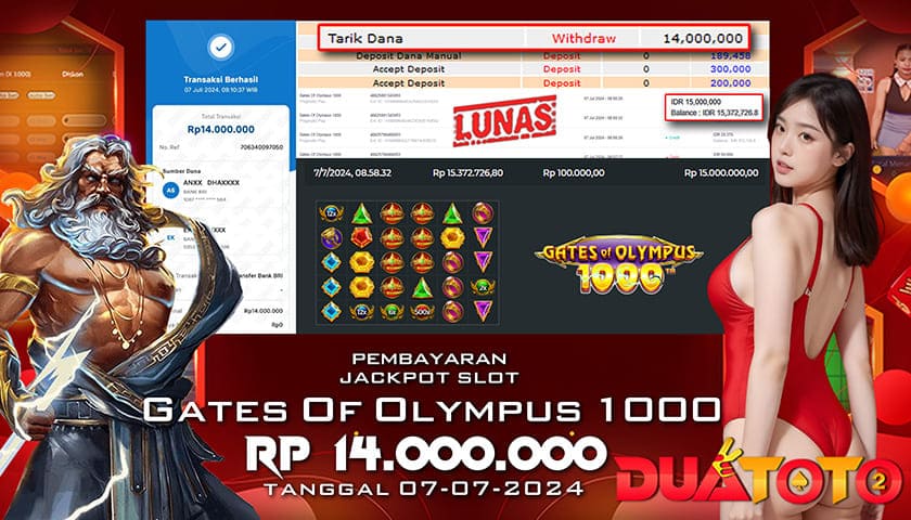 BUKTI PEMBAYARAN JACKPOT GATES OF OLYMPUS 1000 07-07-2024