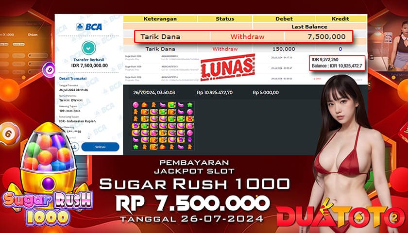 BUKTI PEMBAYARAN JACKPOT  SLOT SUGER RUSH 1000 26-07-2024