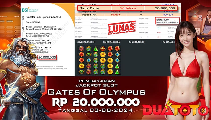 BUKTI PEMBAYARAN JACKPOT SLOT GATES OF OLYMPUS 03-08-2024