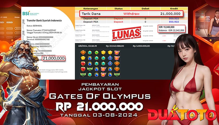 BUKTI PEMBAYARAN JACKPOT SLOT GATES OF OLYMPUS 1000 03-08-2024