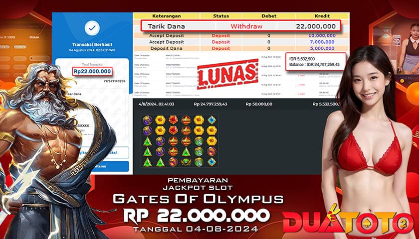 BUKTI PEMBAYARAN JACKPOT SLOT GATES OF OLYMPUS 04-08-2024