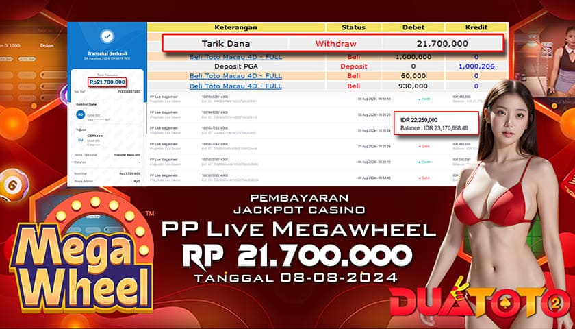 BUKTI PEMBAYARAN JACKPOT CASINO PP LOVE MEGAWILLS 08-08-2024