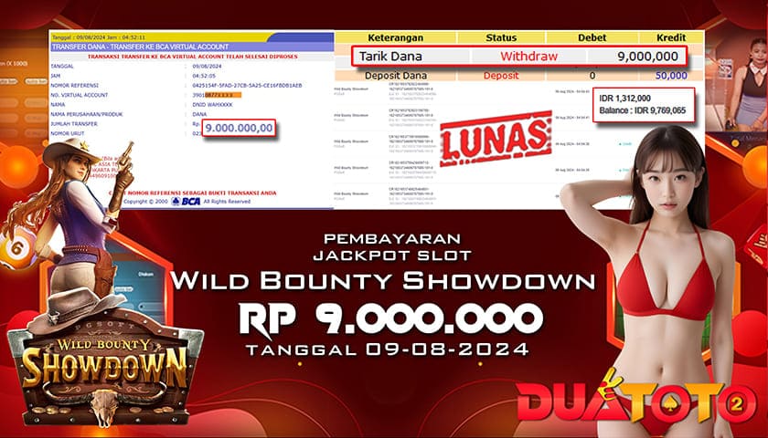 BUKTI PEMBAYARAN JACKPOT SLOT WILL BOUNTY SHOWDOWN 09-08-2024