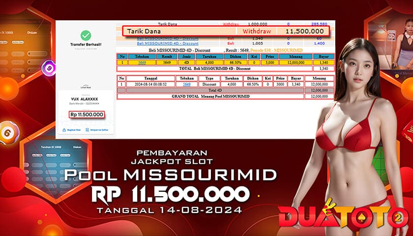 BUKTI PEMBAYARAN JACKPOT TOGEL PASARAN POOL MISSOURIMID 14-08-2024