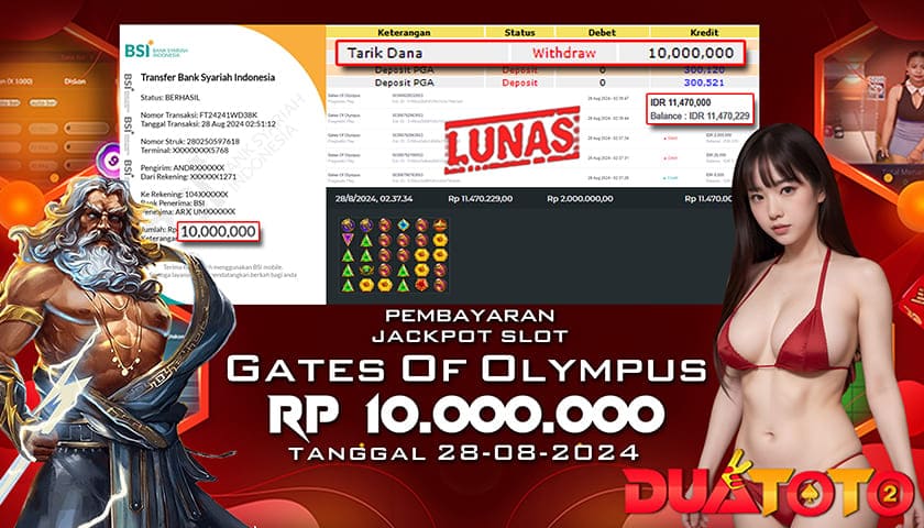 BUKTI PEMBAYARAN JACKPOT SLOT GATES OF OLYMPUS 28-08-2024