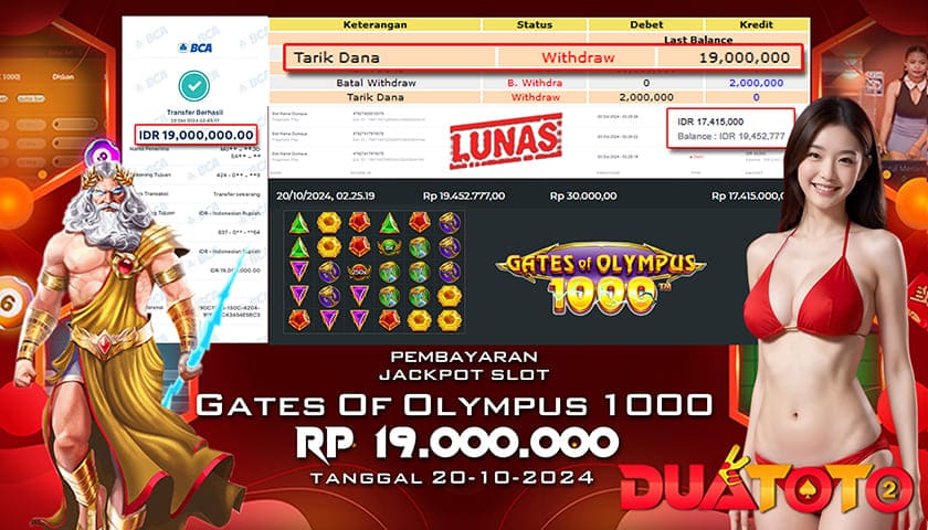 BUKTI PEMBAYARAN JACKPOT SLOT GATES OF OLYMPUS 1000 20-10-2024