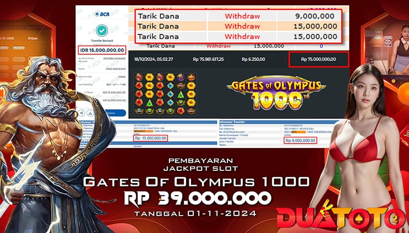 BUKTI PEMBAYARAN JACKPOT SLOT GATES OF OLYMPUS 1000 01-11-2024