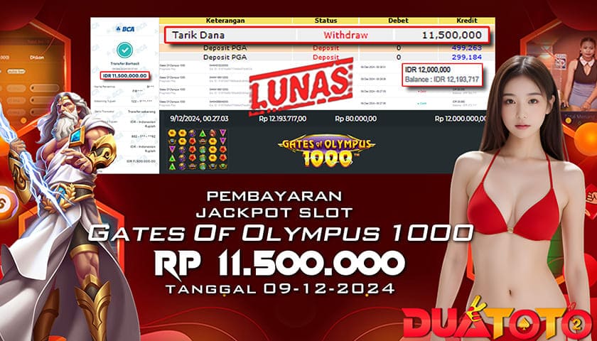 BUKTI PEMBAYARAN JACKPOT SLOT GATE OF OLYMPUS 1000 09-12-2024