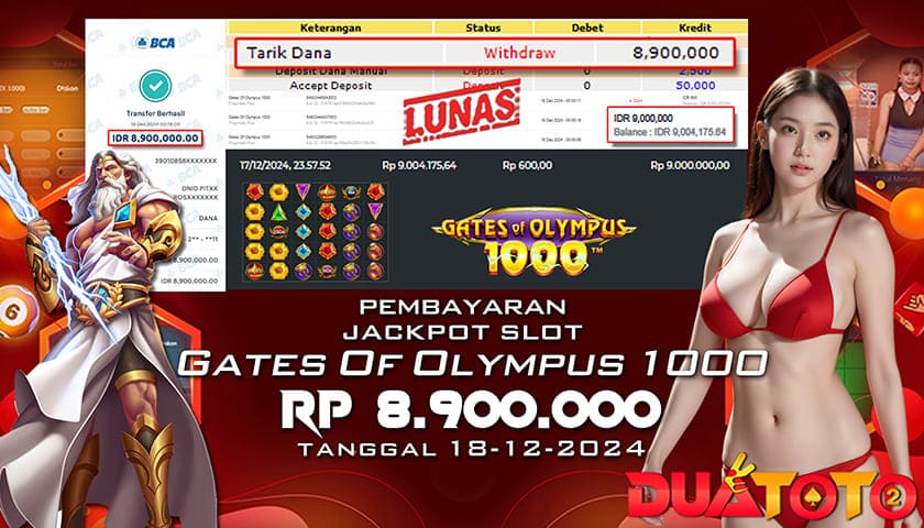BUKTI PEMBAYARAN JACKPOT SLOT GATES OF OLYMPUS 1000 18-12-2024