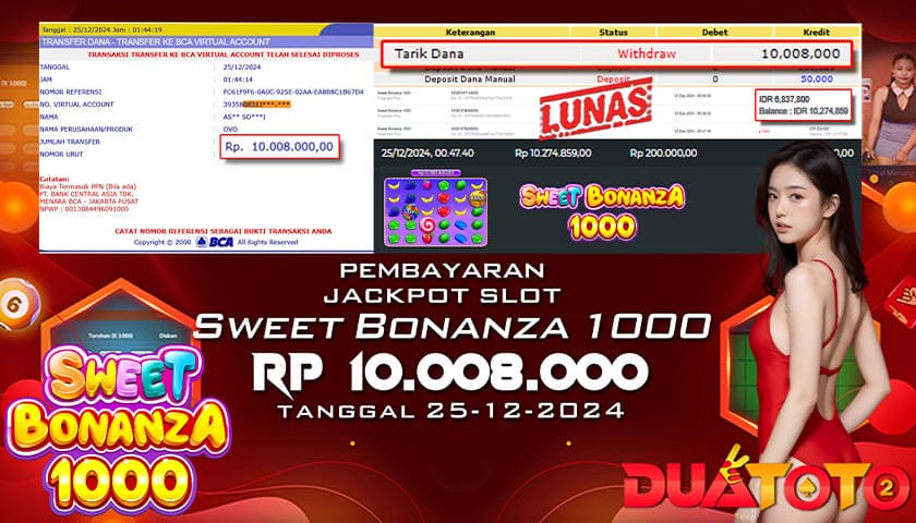 BUKTI PEMBAYARAN JACKPOT SLOT SWEET BONANZA 1000 25-12-2024