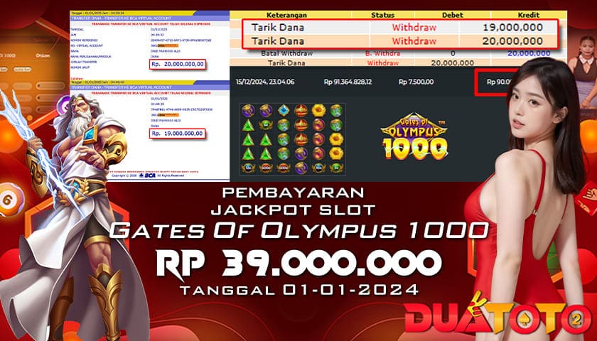 BUKTI PEMBAYARAN JACKPOT SLOT GATES OF OLYMPUS 1000 01-01-2025