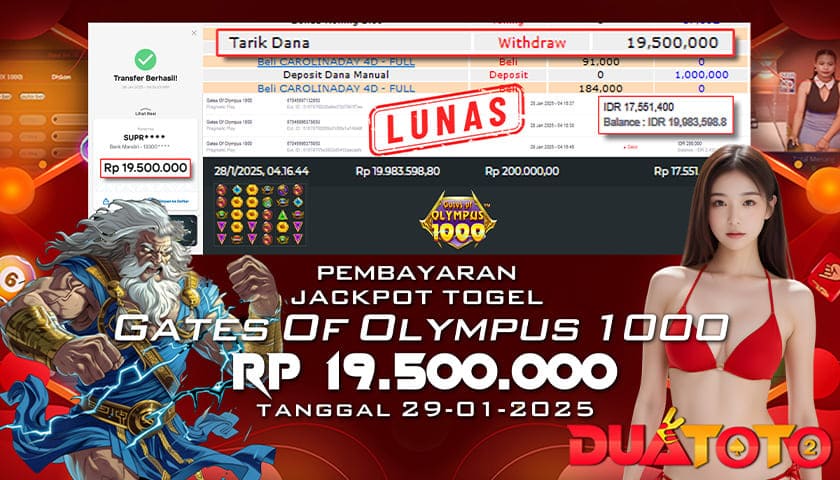 BUKTI PEMBAYARAN JACKPOT SLOT GATES OF OLYMPUS 1000 28-01-2025