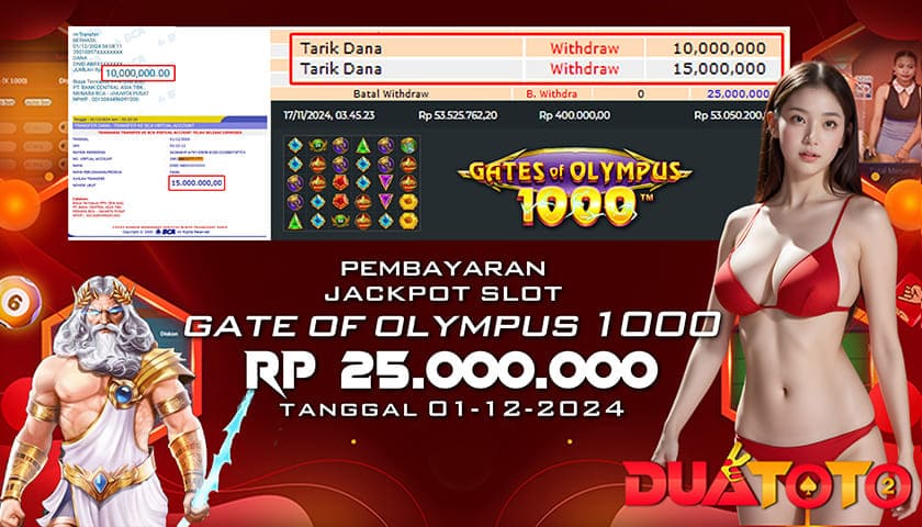 BUKTI PEMBAYARAN JACKPOT SLOT GATE OF OLYMPUS 1000 01-12-2024