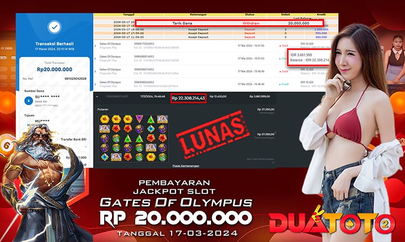 BUKTI PEMBAYARAN JACKPOT SLOT GATES OF OLYMPUS 17-03-2024