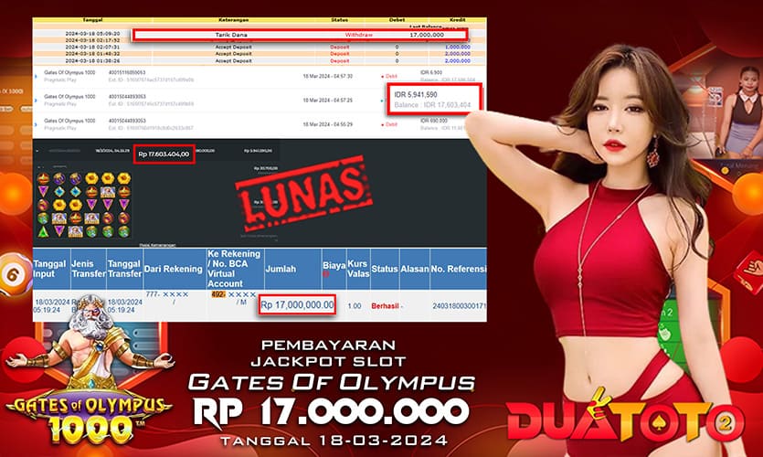 BUKTI PEMBAYARAN JACKPOT SLOT GATES OF OLYMPUS 18-03-2024