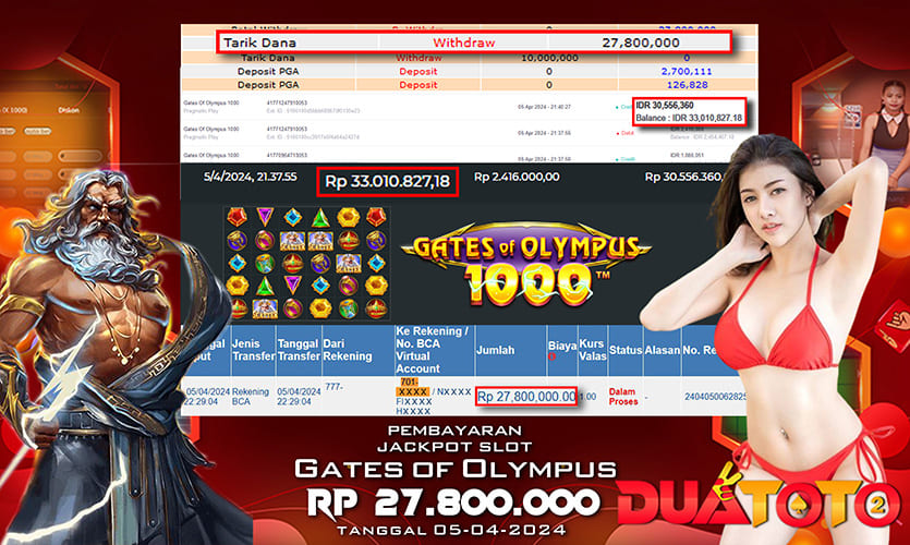 BUKTI PEMBAYARAN JACKPOT SLOT GATES OF OLYMPUS 1000 05-04-2024