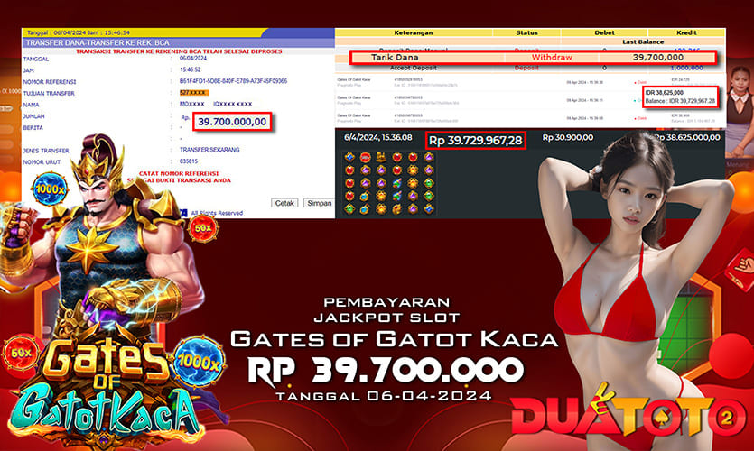 BUKTI PEMBAYARAN JACKPOT SLOT GATES OF GATOT KACA 06-04-2024