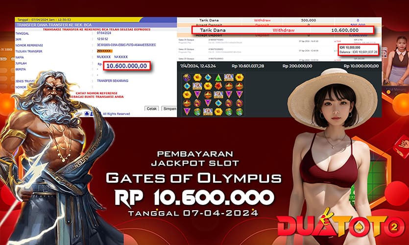 BUKTI PEMBAYARAN JACKPOT SLOT GATES OF OLYMPUS 07-04-2024