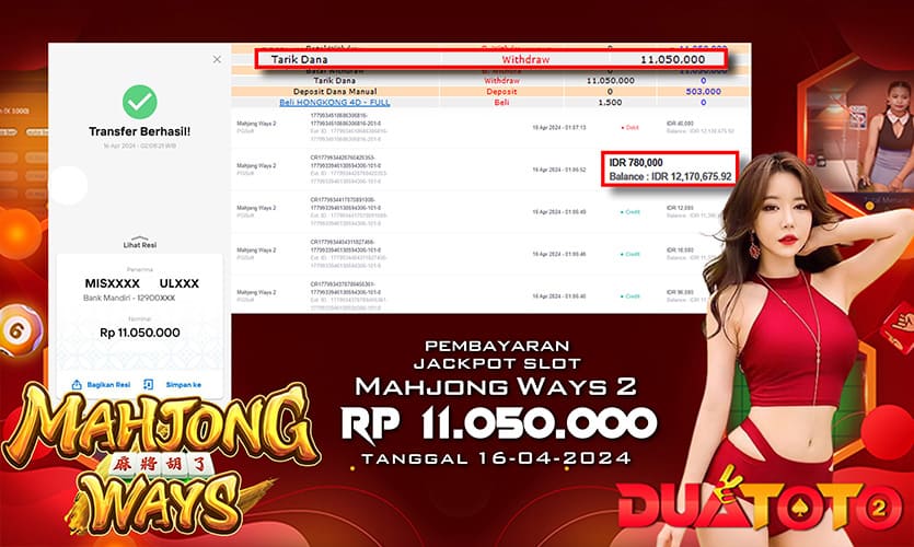 BUKTI PEMBAYARAN JACKPOT SLOT MAHJONG WAYS 2 16-04-2024
