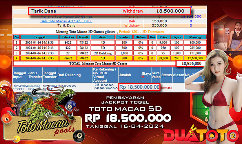 BUKTI PEMBAYARAN JACKPOT TOGEL TOTOMACAU 5D 16-04-2024