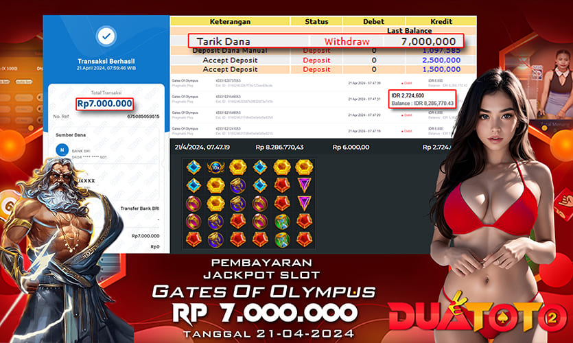 BUKTI PEMBAYARAN JACKPOT SLAOT GATES OF OLYMPUS 21-04-2024