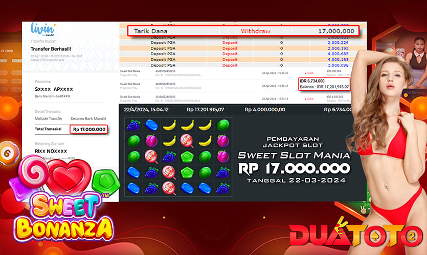 BUKTI PEMBAYARAN JACKPOT SLOT SWEET SLOT MANIA 22-04-2024