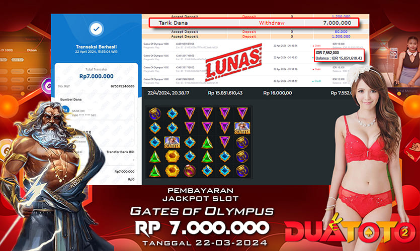 BUKTI PEMBAYARAN JACKPOT SLOT GATES OF OLYMPUS 1000 22-04-2024