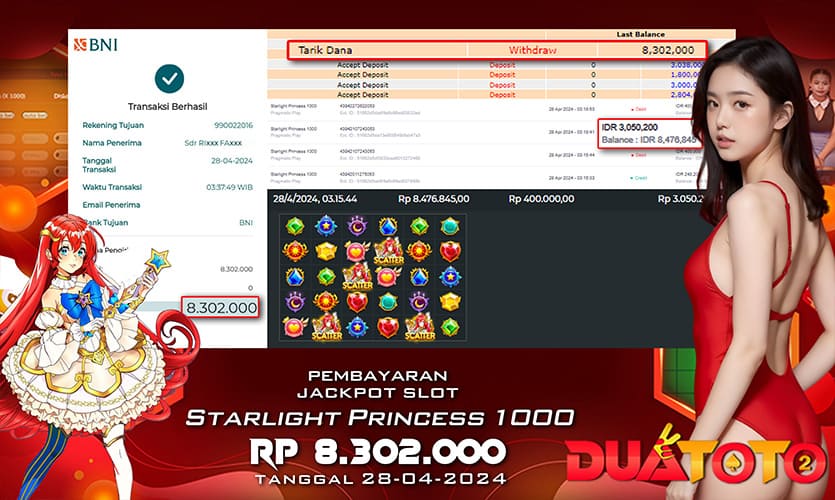BUKTI PEMBAYARAN JACKPOT SLOT STARLIGHT PRINCES 28-04-2024
