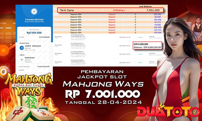 BUKTI PEMBAYARAN JACKPOT SLOT MAHJONG WAYS 28-04-2024