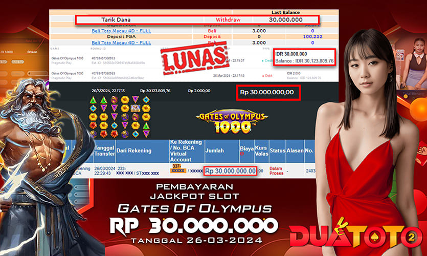BUKTI PEMBAYARAN JACKPOT SLOT GATE OF OLYMPUS 1000 26-03-2024
