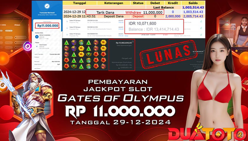 BUKTI PEMBAYARAN JACKPOT SLOT GATES OF OLYMPUS 29-12-2024